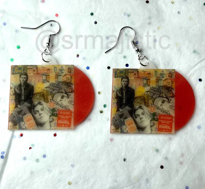 Ruel Bright Lights Red Eyes Vinyl Album Handmade Earrings Sam Makes Things Earrings