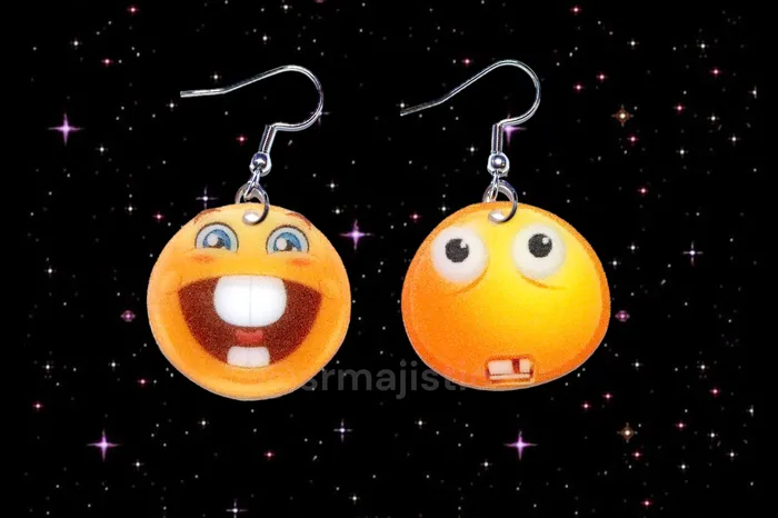 Sam Makes Things Earrings Buck Teeth Happy and Sad Emoji Meme Handmade Earrings Sam Makes Things Earrings Buck Teeth Happy and Sad Emoji Meme Handmade Earrings