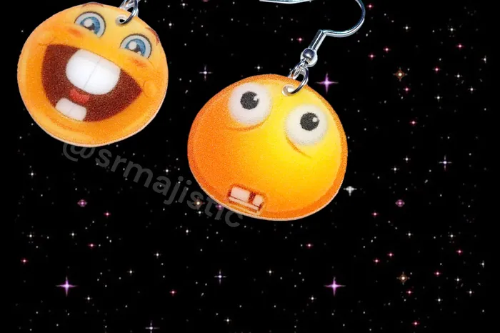 Sam Makes Things Earrings Buck Teeth Happy and Sad Emoji Meme Handmade Earrings Sam Makes Things Earrings Buck Teeth Happy and Sad Emoji Meme Handmade Earrings