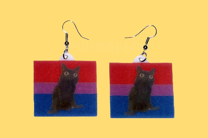Sam Makes Things Earrings Jinx says Gay Rights cute pride flag detailed Handmade Earrings Sam Makes Things Earrings Jinx says Gay Rights cute pride flag detailed Handmade Earrings
