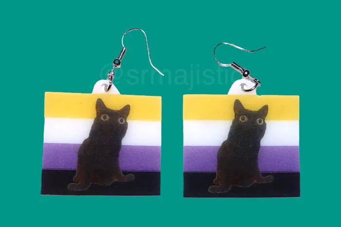 Sam Makes Things Earrings Jinx says Gay Rights cute pride flag detailed Handmade Earrings