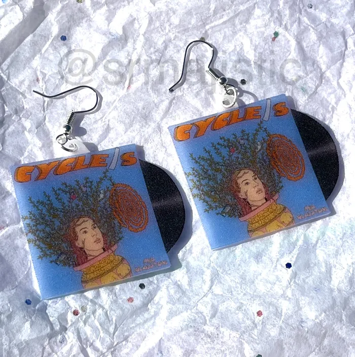 Sam Makes Things Earrings Mia Gladstone CYCLES Vinyl Album Handmade Earrings