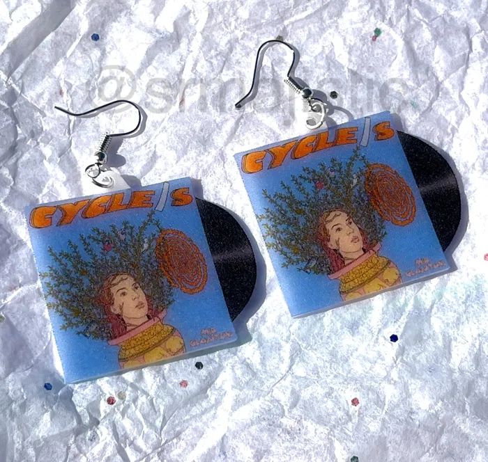Sam Makes Things Earrings Mia Gladstone CYCLES Vinyl Album Handmade Earrings