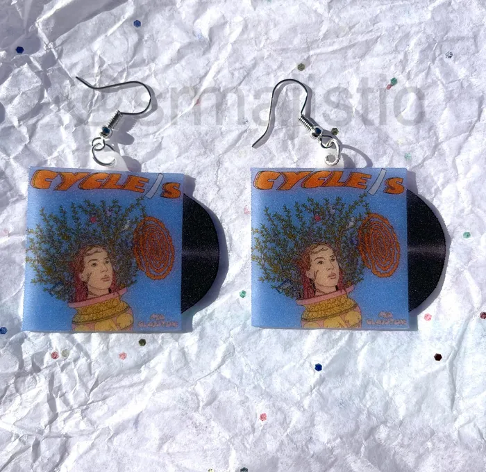 Sam Makes Things Earrings Mia Gladstone CYCLES Vinyl Album Handmade Earrings