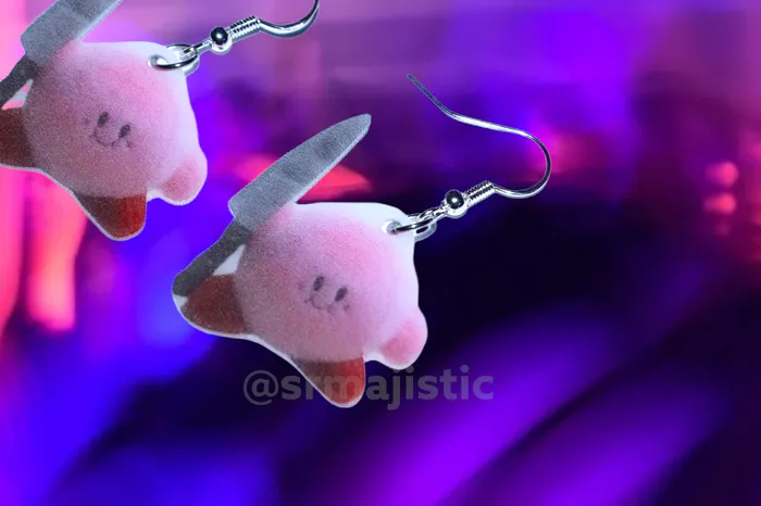 Sam Makes Things READY TO SHIP Kirby with a Knife Meme Handmade Earrings Earrings Sam Makes Things READY TO SHIP Kirby with a Knife Meme Handmade Earrings Earrings