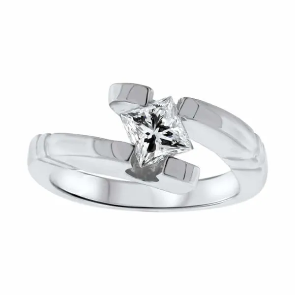 Solitare Tension Diamond Ring Set in 18K White Gold 101ct tw Princess Cut Natural Diamond Diamond Source NYC Rings Solitare Tension Diamond Ring Set in 18K White Gold 101ct tw Princess Cut Natural Diamond Diamond Source NYC Rings