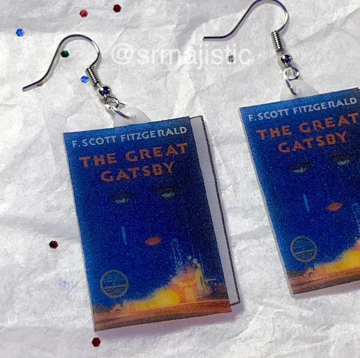The Great Gatsby Book Cover 2D detailed Handmade Earrings Sam Makes Things Earrings