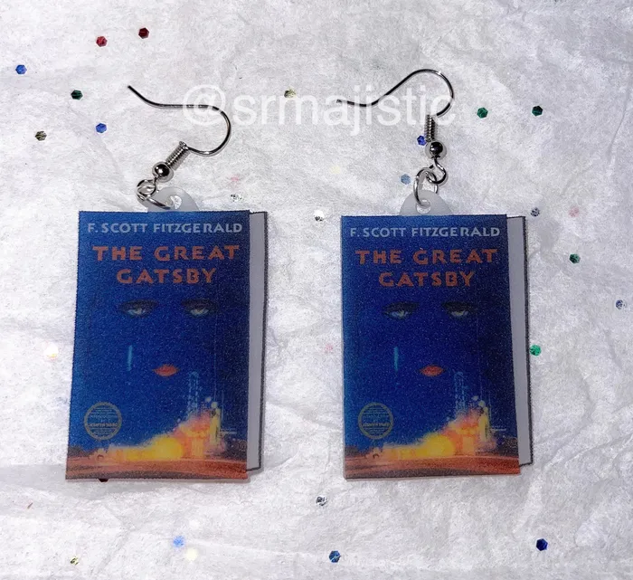 The Great Gatsby Book Cover 2D detailed Handmade Earrings Sam Makes Things Earrings