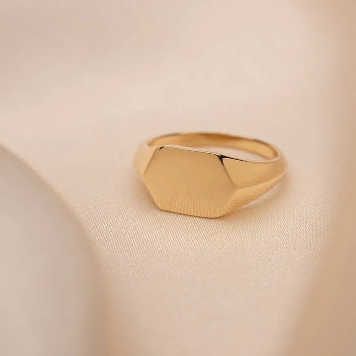 TheRoseGypsy 14k Gold Geometric Signet Ring Rings