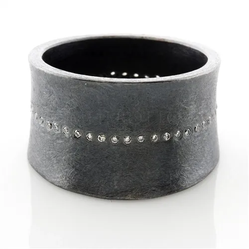 Todd Reed Rings Todd Reed Curved Blackened Sterling Silver Diamond Eternity Band Ring Todd Reed Rings Todd Reed Curved Blackened Sterling Silver Diamond Eternity Band Ring