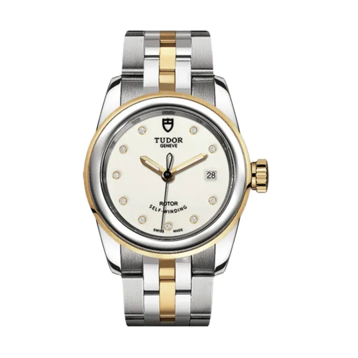 Tudor Glamour Date 26mm Watch Ref M510030026 Opaline Diamond Index Dial 18K Yellow Gold Bezel Two Tone Stainless Steel and 18K Yellow Gold Bracelet Tudor Bracelets Tudor Glamour Date 26mm Watch Ref M510030026 Opaline Diamond Index Dial 18K Yellow Gold Bezel Two Tone Stainless Steel and 18K Yellow Gold Bracelet Tudor Bracelets