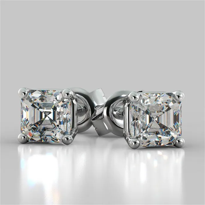 1 Carat Asscher Cut Genuine Natural Earth Mined Diamond Stud Earring Solid White Gold 14K GB Earrings 1 Carat Asscher Cut Genuine Natural Earth Mined Diamond Stud Earring Solid White Gold 14K GB Earrings