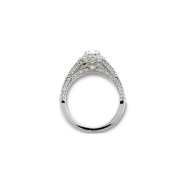 235 Carats Oval Halo Anniversary Ring Split Shank White Gold 14K Natural Earth Mined Diamond GB Rings