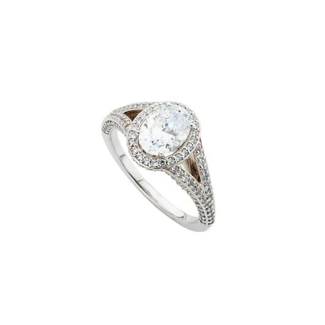 235 Carats Oval Halo Anniversary Ring Split Shank White Gold 14K Natural Earth Mined Diamond GB Rings