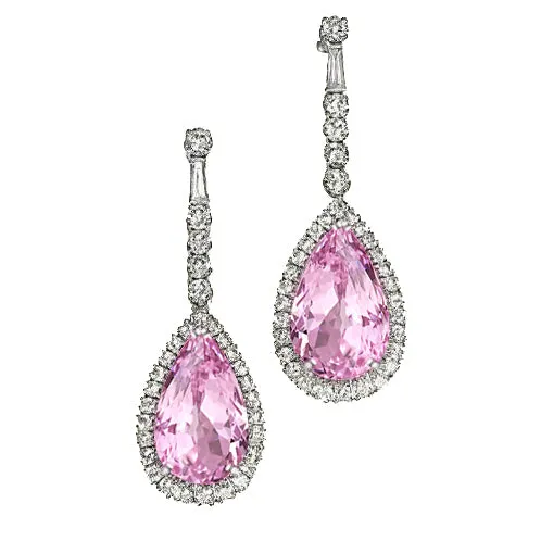 2268 Ct Pear Shape Kunzite With Natural Earth Mined Diamond Dangle Women Earring GB Earrings 2268 Ct Pear Shape Kunzite With Natural Earth Mined Diamond Dangle Women Earring GB Earrings