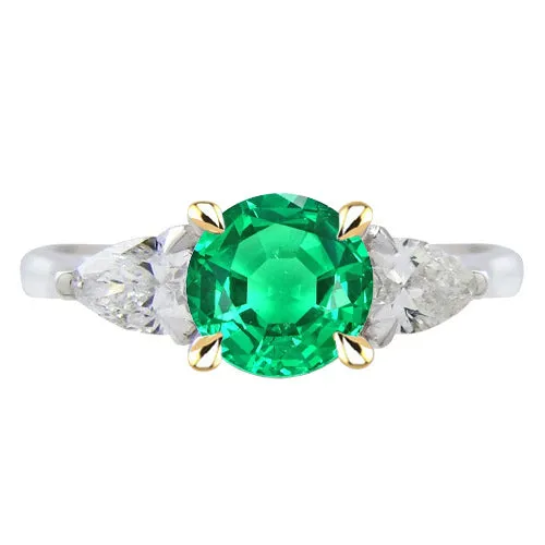 3 Stone Gemstone Ring Green Emerald Anniversary Jewelry HarryChadEntcom Rings