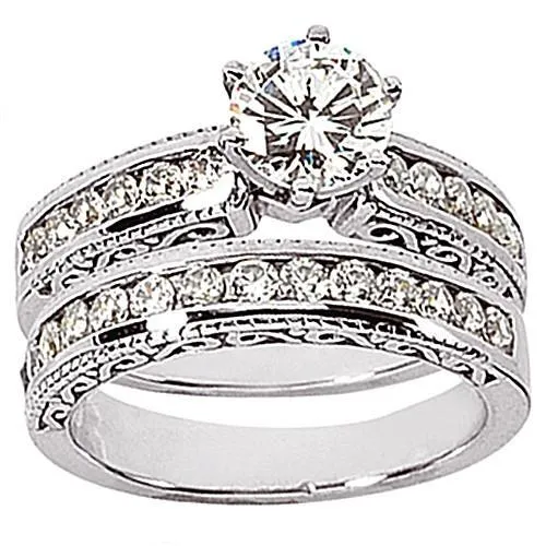 4 Carats Natural Earth Mined Diamond Engagement Ring Set GB Rings
