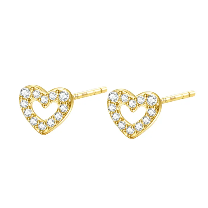 Amore Stud Earrings 14K Gold Hey Happiness Earrings