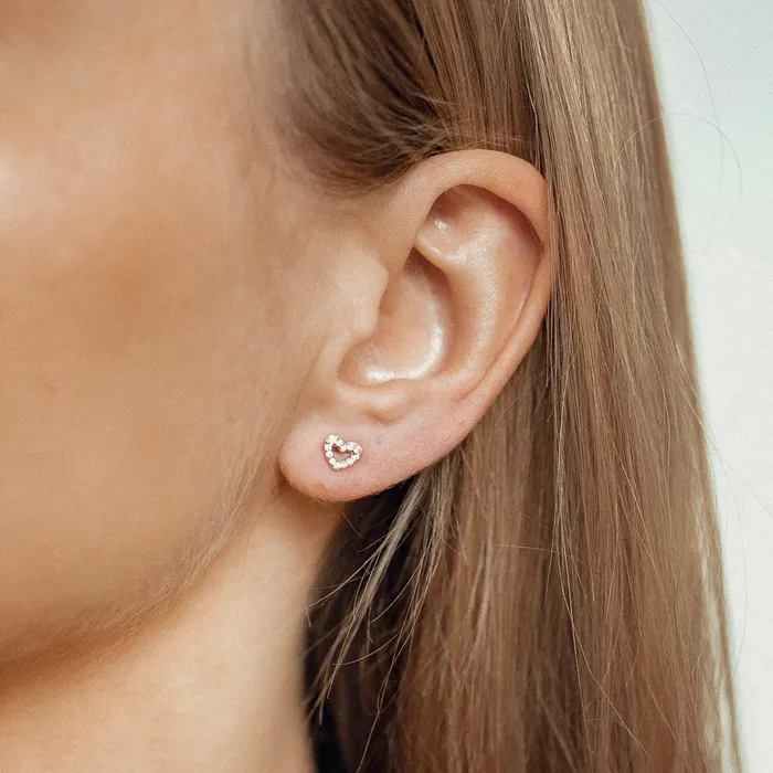 Amore Stud Earrings 14K Gold Hey Happiness Earrings