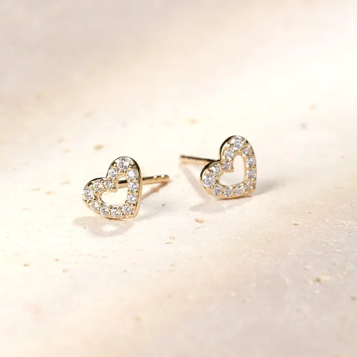 Amore Stud Earrings 14K Gold Hey Happiness Earrings