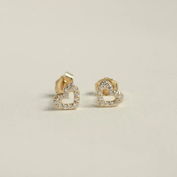 Amore Stud Earrings 14K Gold Hey Happiness Earrings