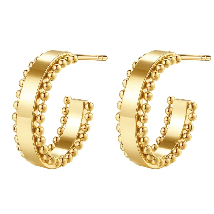 Beaded Band Hoop Earrings Gold Hey Happiness Earrings
