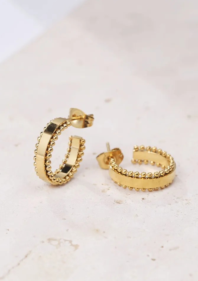 Beaded Band Hoop Earrings Gold Hey Happiness Earrings Beaded Band Hoop Earrings Gold Hey Happiness Earrings