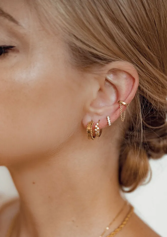 Beaded Band Hoop Earrings Gold Hey Happiness Earrings Beaded Band Hoop Earrings Gold Hey Happiness Earrings