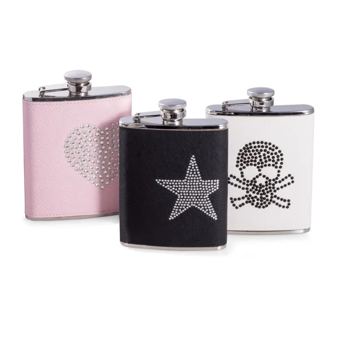 Bey Berk 6 Oz Stainless Steel Pink Leatherette Flask Heart Design Bracelets Bey Berk 6 Oz Stainless Steel Pink Leatherette Flask Heart Design Bracelets