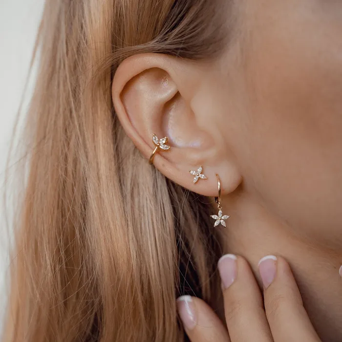 Bloom Earring Set Sterling Silver Gold Hey Happiness Earrings