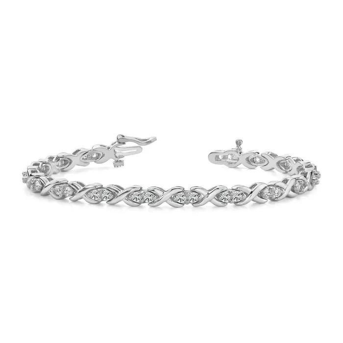 Bracelets GB Round Natural Earth Mined Diamond X Style Link Tennis Bracelet Gold 480 Ct Bracelets GB Round Natural Earth Mined Diamond X Style Link Tennis Bracelet Gold 480 Ct
