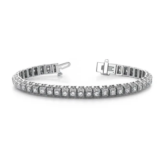 Bracelets Real Natural Earth Mined Diamond Tennis Bracelet 440 Carats White Gold 14K GB