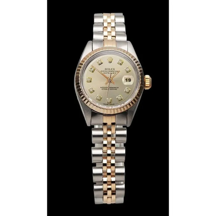 Bracelets Silver Diamond Dial Ladies Watch Rolex Gold Jubilee Bracelet GB