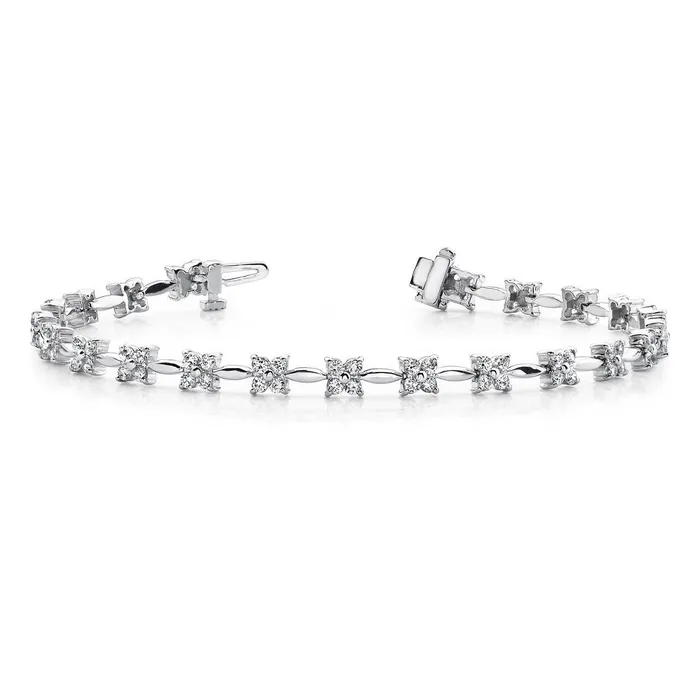 Bracelets Sparkling Prong Set Round 440 Carats Tennis Bracelet White Gold 14K Natural Earth Mined Diamond GB Bracelets Sparkling Prong Set Round 440 Carats Tennis Bracelet White Gold 14K Natural Earth Mined Diamond GB