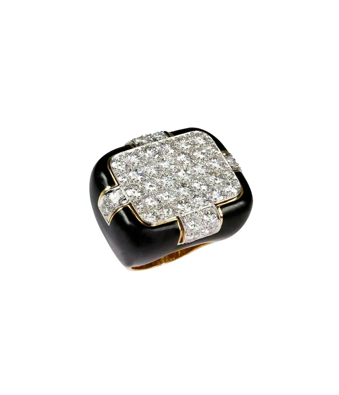 Checkmate Ring Black Enamel David Webb Rings