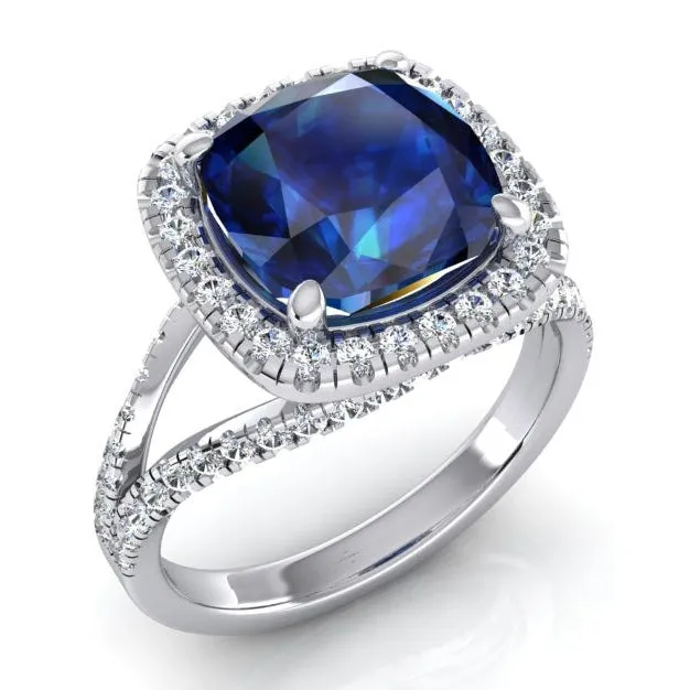 Cushion Tanzanite Halo Gemstone Ring 650 Carats Split Shank HarryChadEntcom Rings Cushion Tanzanite Halo Gemstone Ring 650 Carats Split Shank HarryChadEntcom Rings