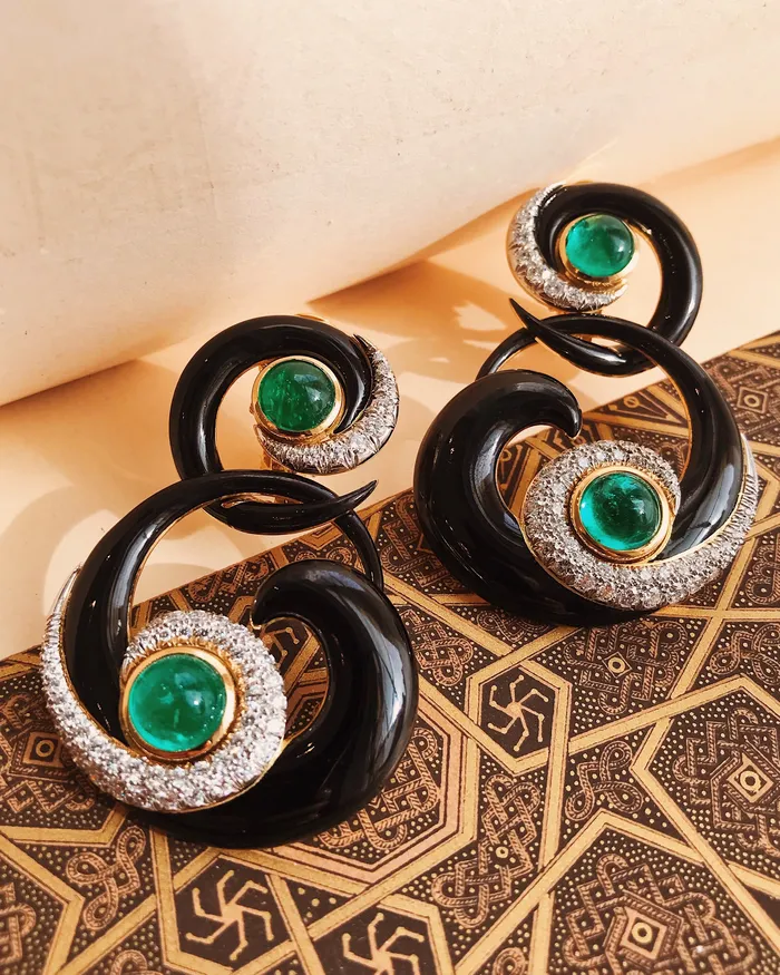 David Webb Earrings Ink Scroll Earrings
