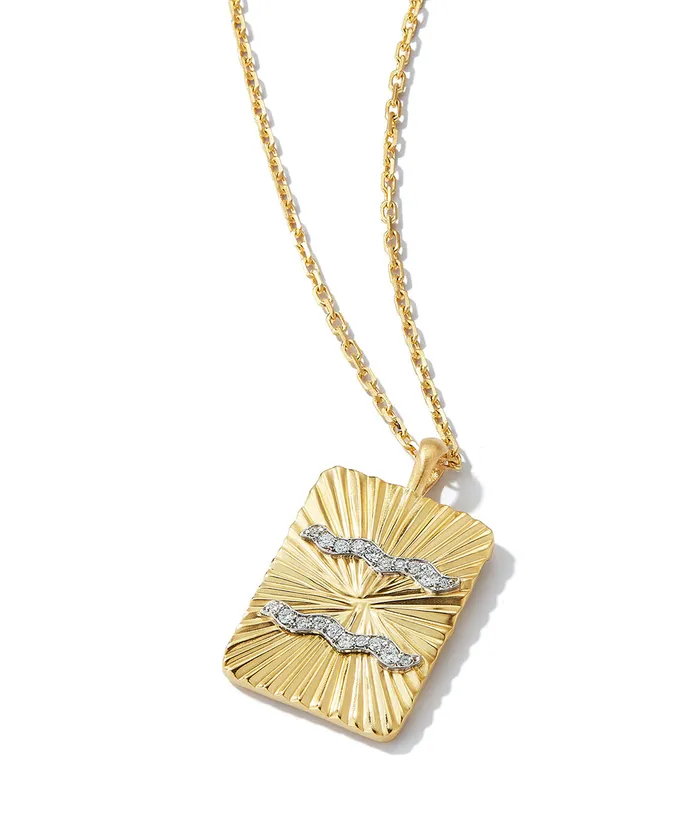 David Webb Workshop Necklaces Aquarius Zodiac Pendant Necklace Diamonds