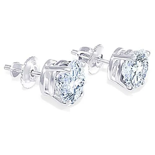 Earrings 180 Carat Solid White Gold E Vvs1 Round Cut Natural Earth Mined Diamond Stud Earring GB
