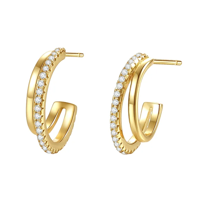 Earrings Double Hoop Gemstones Earrings Sterling Silver Gold Hey Happiness