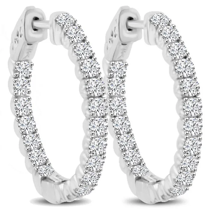 Earrings GB 560 Ct Round Brilliant Cut Natural Earth Mined Diamonds Women Hoop Earrings Gold White Earrings GB 560 Ct Round Brilliant Cut Natural Earth Mined Diamonds Women Hoop Earrings Gold White