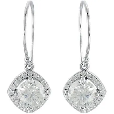 Earrings GB HaloStyled Dangle Natural Earth Mined Diamond Earrings 312 Carats 14K White Gold Earrings GB HaloStyled Dangle Natural Earth Mined Diamond Earrings 312 Carats 14K White Gold