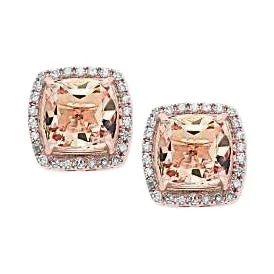 Earrings GB Rose Gold 14K 1152 Carats Morganite Natural Earth Mined Diamonds Lady Stud Earrings Earrings GB Rose Gold 14K 1152 Carats Morganite Natural Earth Mined Diamonds Lady Stud Earrings
