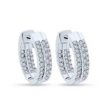 Earrings GB Round Cut Sparkling 450 Ct Natural Earth Mined Diamonds Women Hoop Earrings Gold White Earrings GB Round Cut Sparkling 450 Ct Natural Earth Mined Diamonds Women Hoop Earrings Gold White