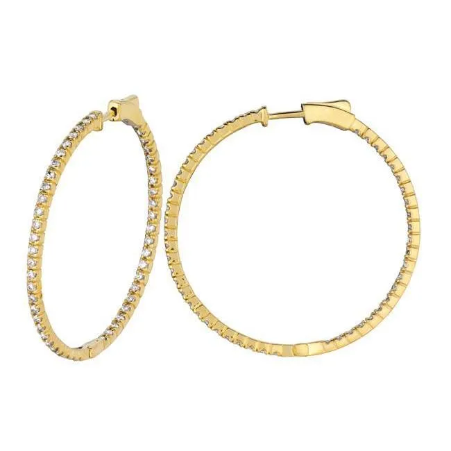 Earrings GB Sparkling 2 Carat Round Real Natural Earth Mined Diamond Yellow Gold 14K Hoop Earring Jewelry Earrings GB Sparkling 2 Carat Round Real Natural Earth Mined Diamond Yellow Gold 14K Hoop Earring Jewelry