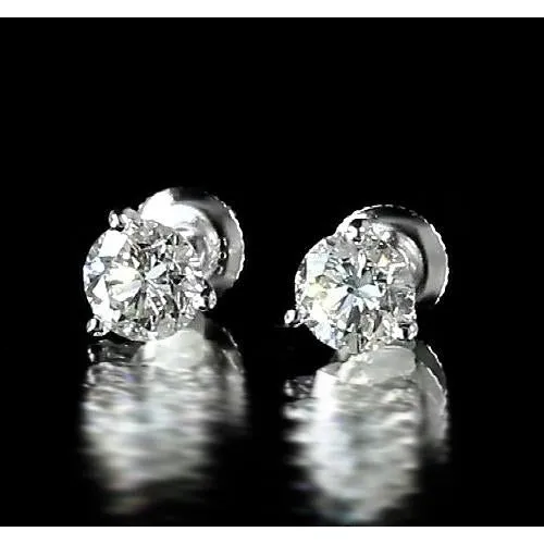 Earrings GB Stud Earring Martini Set Round Natural Earth Mined Diamond White Gold 14K