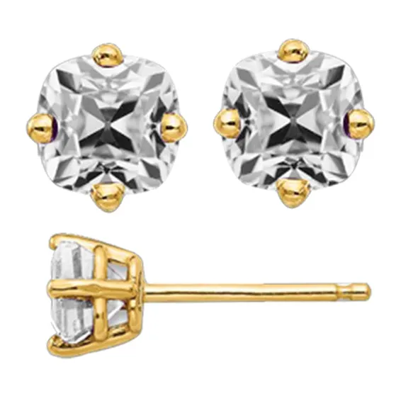 Earrings HarryChadEntcom 11 Ct Cushion Old Miner Natural Diamond Stud Earrings Yellow Gold Earrings HarryChadEntcom 11 Ct Cushion Old Miner Natural Diamond Stud Earrings Yellow Gold