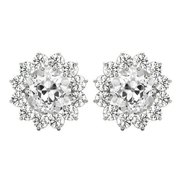 Earrings HarryChadEntcom Flower Style Mined Diamond Studs Round Old Cut Halo Earrings 7 Ct Earrings HarryChadEntcom Flower Style Mined Diamond Studs Round Old Cut Halo Earrings 7 Ct
