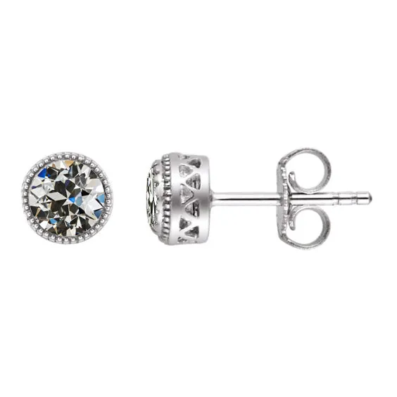 Earrings HarryChadEntcom Round Mined Diamond Old Cut Stud Earrings Gold Jewelry 2 Carats Earrings HarryChadEntcom Round Mined Diamond Old Cut Stud Earrings Gold Jewelry 2 Carats