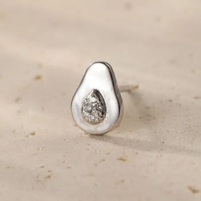 Earrings Hey Happiness Avocado Stud Earring Sterling Silver Earrings Hey Happiness Avocado Stud Earring Sterling Silver